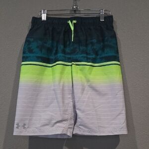 Under Armour Black and Bright Green Swim Trunks